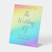 Signe De Table Joli Rainbow Fade Mariage personnalisé Bienvenue (Recto)