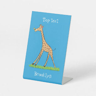 Signe De Table Jolie girafe avec dessin animé de papillon