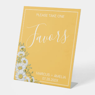 Signe De Table Jolie jonquille Marguerite Jaune & Blanc Faveurs