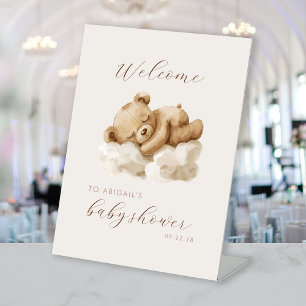 Signe De Table Jolie Ourson Aquarelle Baby Shower Bienvenue