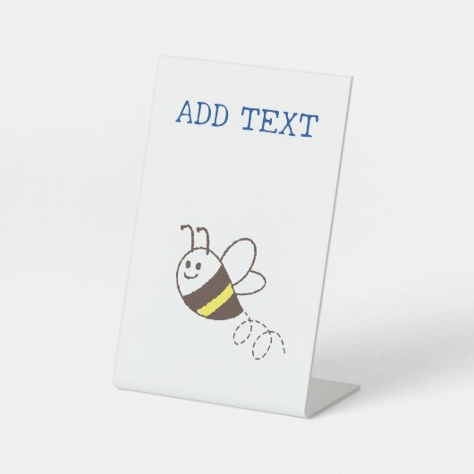 Signe De Table Jolie petite abeille volant Baby shower blanc (Recto)