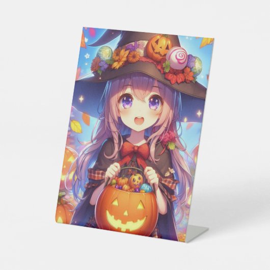 Signe De Table Jolie Sorcière d'Halloween Anime (Recto)