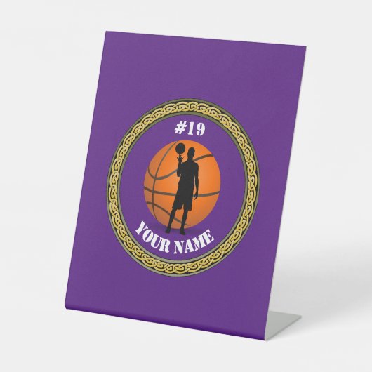 Signe De Table Joueur de basketball Pedestal Sig - Ajouter nom et (Recto)