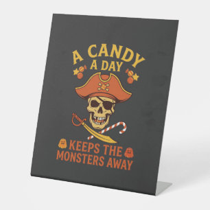 Signe De Table Jour de bonbons Halloween Pirate Crâne Canne
