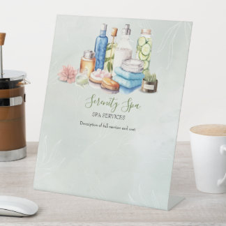 Signe De Table Journée de l'aquarelle verte Spa et bien-être