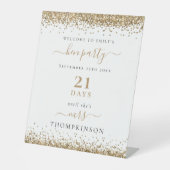 Signe De Table Jours De Parties scintillant D'Or Jusqu'À Mme Nom (Recto)