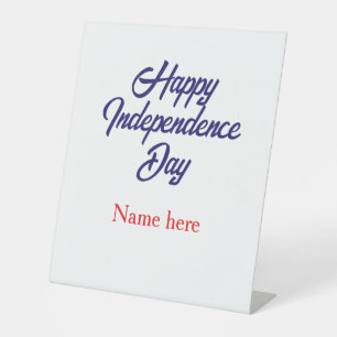 Signe De Table joyeuse fête de l'indépendance nom bleu rouge amér