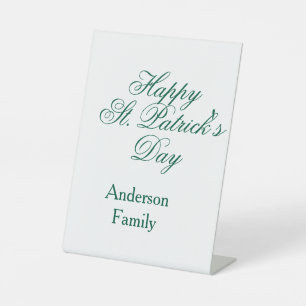 Signe De Table Joyeuse Saint-Patrick famille nom vert minimal