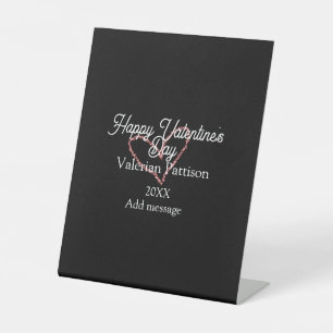 Signe De Table Joyeuse Saint-Valentin cœur rouge pailleté nom noi