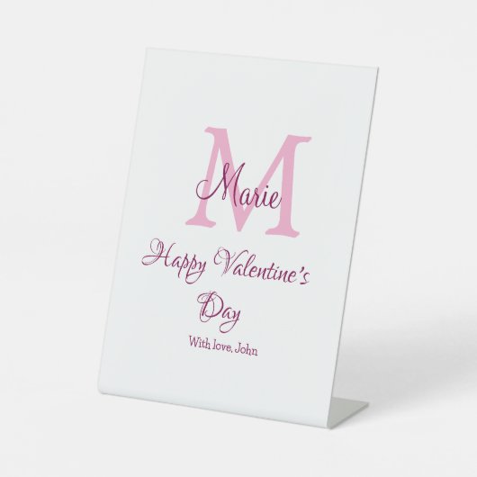 Signe De Table Joyeuse Saint-Valentin monogramme rose nom amour f (Recto)