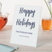 Signe De Table Joyeuses vacances bleu vert Noël élégant moderne (In SItu)