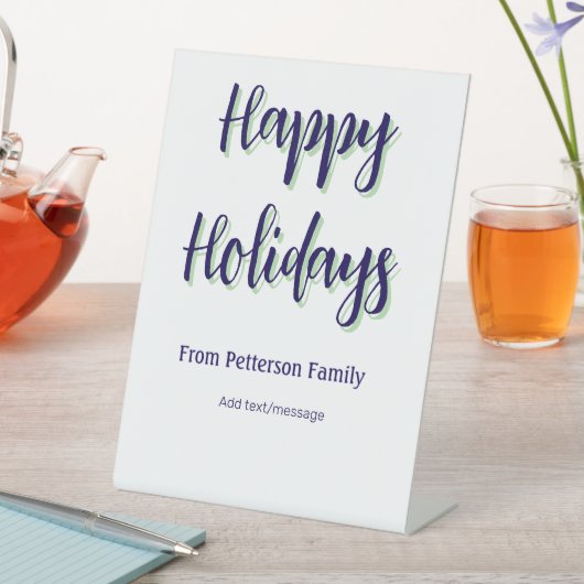 Signe De Table Joyeuses vacances bleu vert Noël élégant moderne (In SItu)