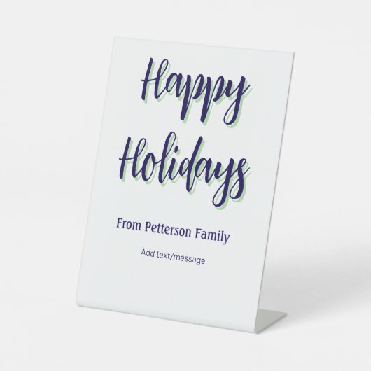 Signe De Table Joyeuses vacances bleu vert Noël élégant moderne (Recto)