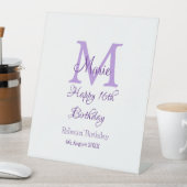 Signe De Table Joyeux 16e anniversaire violet ajouter nom monogra (In SItu)