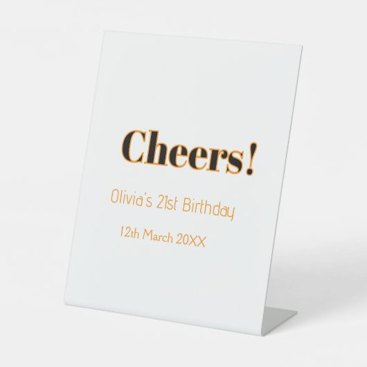Signe De Table Joyeux 21e anniversaire nom date simple minimal (Recto)