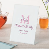 Signe De Table Joyeux 21e Anniversaire rose ajouter nom monogramm (In SItu)