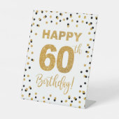 Signe De Table Joyeux 60e anniversaire Piédestal noir & or (Recto)