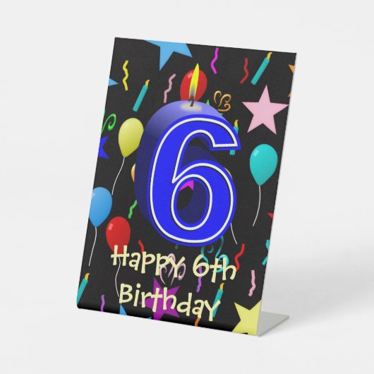 Signe De Table Joyeux 6e anniversaire (Recto)