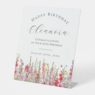 Signe De Table Joyeux anniversaire 90 août Fleur de naissance Bie