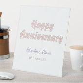 Signe De Table Joyeux anniversaire ajouter nom rose gris pastel g (In SItu)