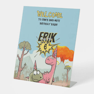 Signe De Table Joyeux Anniversaire Dinosaure de Dessin Animé Mign