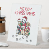 Signe De Table Joyeux chiens de Noël (In SItu)