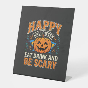 Signe De Table Joyeux Halloween Citrouille Manger Boire Être Effr