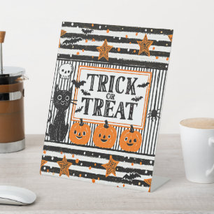 Signe De Table Joyeux Halloween, des friandises ou un sort,