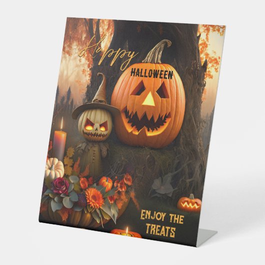 Signe De Table Joyeux Halloween Fun Traitements (Recto)