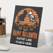 Signe De Table Joyeux Halloween Skeleton Chat Retro Sunset (In SItu)