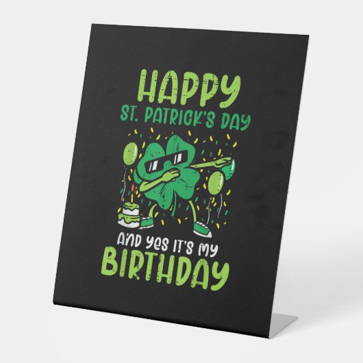 Signe De Table Joyeux Jour de la Saint Patrick Anniversaire Shamr (Recto)