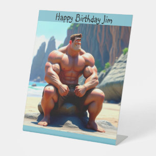 Signe De Table Joyeux Muscleman d'anniversaire