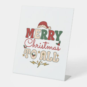 Signe De Table Joyeux Noël à tous Chapeau de Père Noël Éclairs Ét