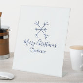 Signe De Table Joyeux Noël bleu flocons ajouter nom fêtes (In SItu)