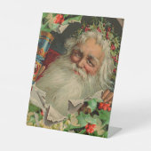 Signe De Table Joyeux Noël Père Noël classique antique (Recto)