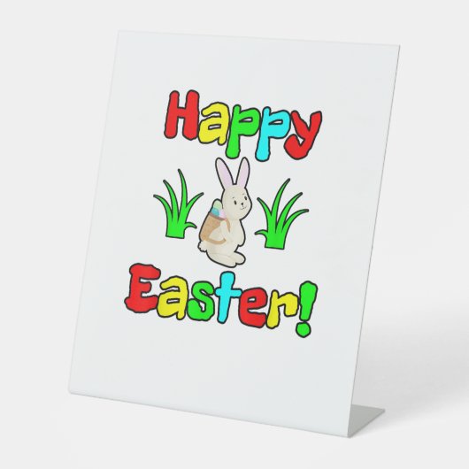 Signe De Table Joyeux oeufs de lapin lapin de Pâques (Recto)