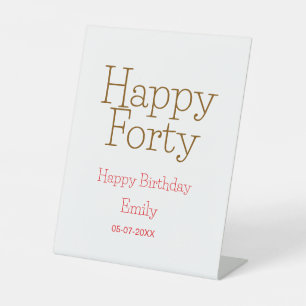 Signe De Table joyeux quarantième anniversaire nom lettre gras ro