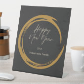 Signe De Table Joyeux texte du Nouvel An anneau de tache d'or gri (In SItu)