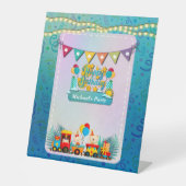 Signe De Table Joyeux Train D'Anniversaire Avec De Beaux Souhaits (Recto)