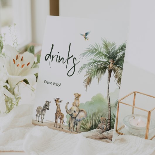 Signe De Table Jungle Safari Animaux Baby shower Boissons