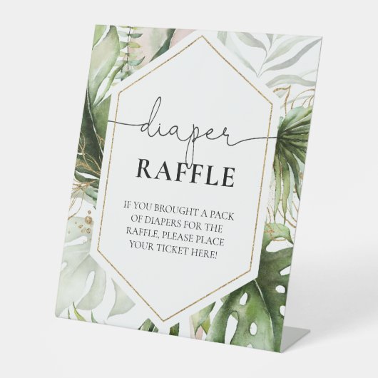 Signe De Table Jungle Safari Animaux Baby shower Déchets Raffle (Recto)
