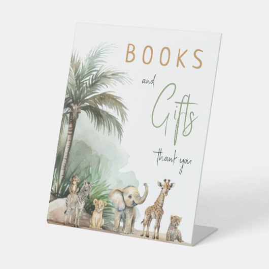 Signe De Table Jungle Safari Animaux Baby showers Livres et Cadea (Recto)