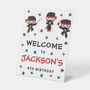 Signe De Table Karate de Cute Ninja Affiche de bienvenue d'annive