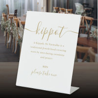 Kippot de mariage juif doré écriture Yarmulke