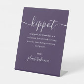 Signe De Table Kippot de mariage juif violet Script Yarmulke (Recto)