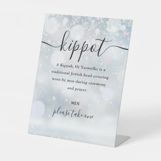 Signe De Table Kippot juif de mariage d'hiver Script Yarmulke (Recto)