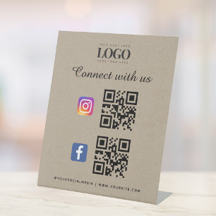 Signe De Table Kraft Social Media Qr Code Logo Facebook Instagram