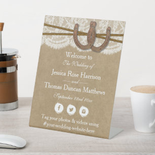 Signe De Table La collection de Mariages Kraft, Lace & Horseshoe