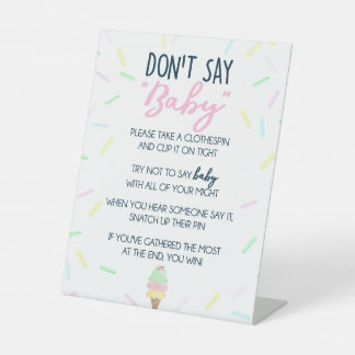 Signe De Table La crème glacée ne dit pas Baby shower jeu