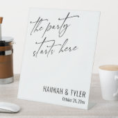 Signe De Table La Fête Commence Ici Simple Élégant Simple Blanc (In SItu)